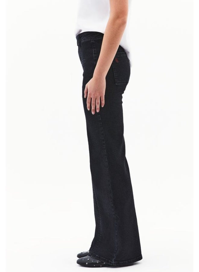 OXXO Mid Rise Flare Denim Pants-BLACK - Image 1